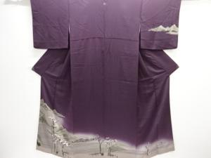 遠山に草花模様一つ紋訪問着